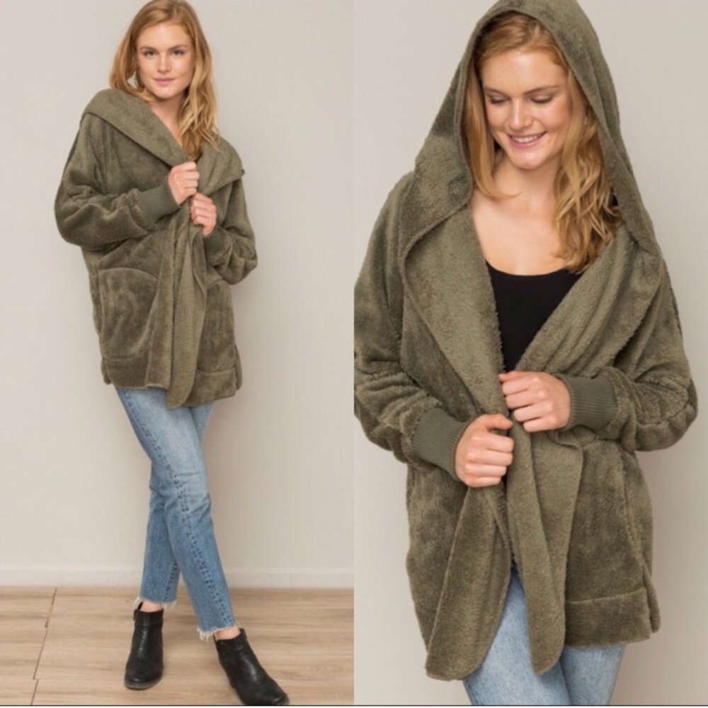 ๐HP๐ป ARMY GREEN Fuzzy Blanket Hoodie - Picture 4 of 8